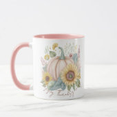 Pastel pompoen en boho bloemstuk op maat mok (Links)