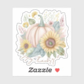 Pastel pompoen en boho bloemstuk op maat sticker (Vel)