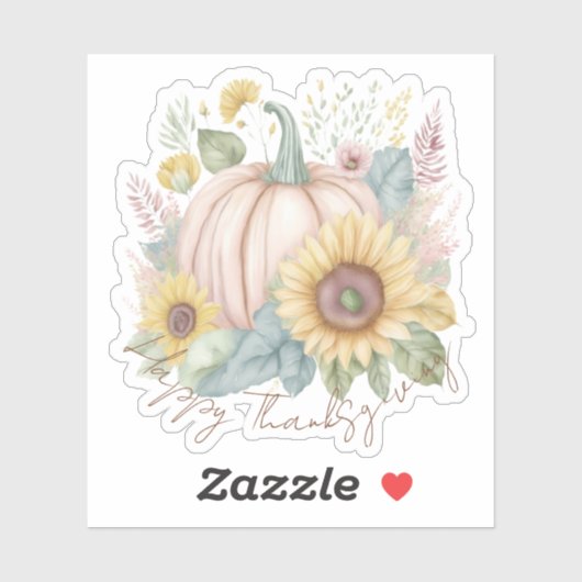 Pastel pompoen en boho bloemstuk op maat sticker (Vel)