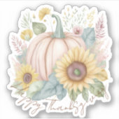 Pastel pompoen en boho bloemstuk op maat sticker (Voorkant)