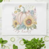 Pastel pompoen en boho bloemstuk op maat theedoek (Gevouwen)