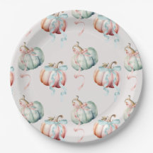 Pastel Pompoen en Boog Geslacht Reveal Charger Bor