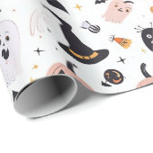 Pastel pompoen en grillige Halloween wezens Cadeaupapier (Rol Hoek)