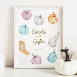 Pastel Pompoen Herfst Baby shower Kaarten & Cadeau Poster