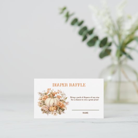 Pastel Pompoen Herfst Baby shower Luier Raffle Kaa Informatiekaartje (Staand voorkant)