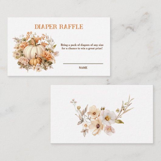 Pastel Pompoen Herfst Baby shower Luier Raffle Kaa Informatiekaartje (Voorkant / Achterkant)