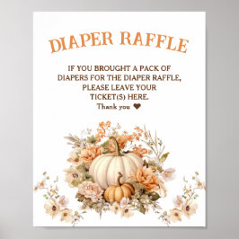 Pastel Pompoen Herfst Baby shower Luier Raffle Tek Poster