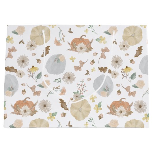 Pastel Pompoen Herfst Floral Gift Bag Groot Cadeauzakje (Voorkant)
