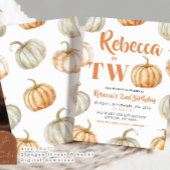 Pastel Pompoen Herfst Genderneutraal 2e Verjaardag Kaart