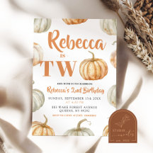 Pastel Pompoen Herfst Genderneutraal 2e Verjaardag