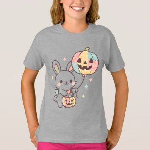 Pastel Pompoen Konijn Kinder T-Shirt Schattig Ka
