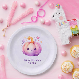 Pastel Pompoen met Droomstemming Verjaardagsterren Papieren Bordje