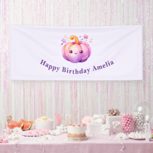 Pastel Pompoen met Sterren Cute Droomverjaardag Spandoek