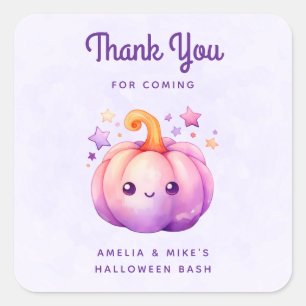 Pastel Pompoen met Sterren Schattig Droomerig Dank Vierkante Sticker