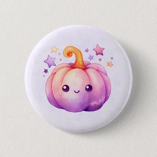 Pastel Pompoen met Sterren Zachte Droomstemming Ronde Button 5,7 Cm