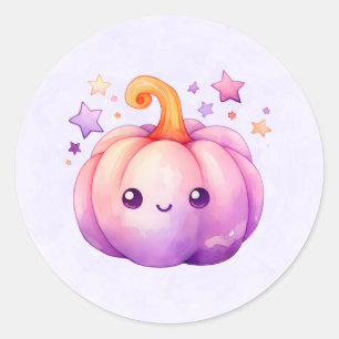Pastel Pompoen met Sterren Zachte Droomstemming Ronde Sticker