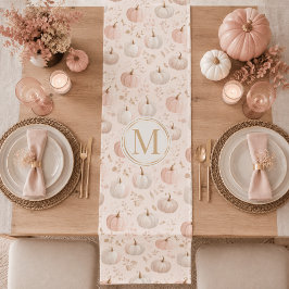 Pastel Pompoen Monogram – Gepersonaliseerde Initia Korte Tafelloper