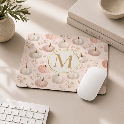 Pastel Pompoen Monogram – Gepersonaliseerde Initia Muismat