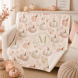 Pastel Pompoen Monogram – Gepersonaliseerde Initia Sherpa Deken