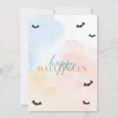 Pastel Pompoen Patch Zwarte Kat Halloween Feest Kaart (Achterkant)