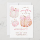 Pastel Pompoen Roze Bow Meisje Baby shower Kaart (Voorkant)