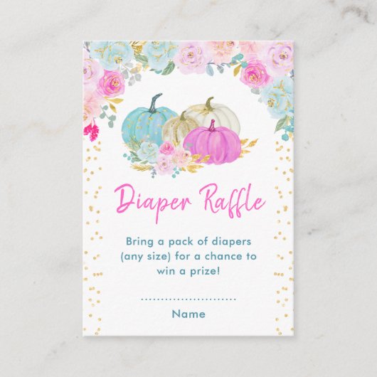 Pastel Pompoenen Bloemen Luier Raffle Informatiekaartje (Voorkant)
