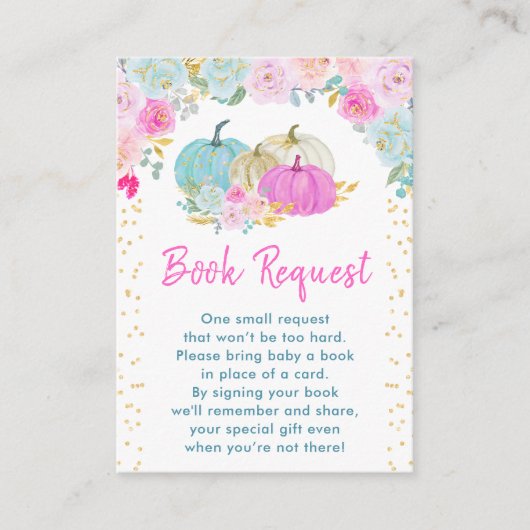 Pastel Pompoenen Bloemenboek Verzoek Informatiekaartje (Voorkant)