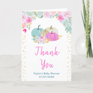 Pastel Pompoenen Bloemige Baby Shower Bedankkaart