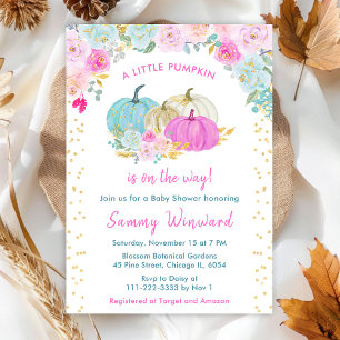Pastel Pompoenen Confetti Baby Shower Kaart