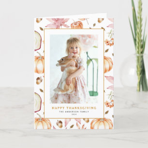 Pastel pompoenen en appels Thanksgiving Foto Feestdagen Kaart