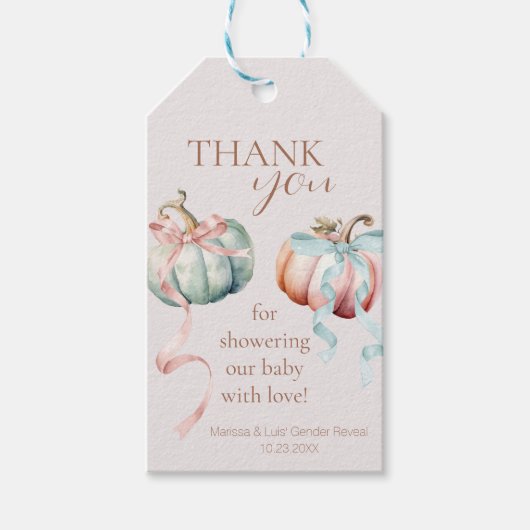 Pastel Pompoenen en Bogen Gift Label Dank u Labels Cadeaulabel (Voorkant)
