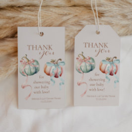 Pastel Pompoenen en Strikken Cadeaubeloon Bedankt- Cadeaulabel