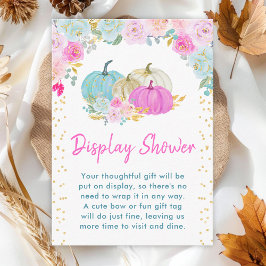 Pastel Pompoenen Floral Display Baby shower Informatiekaartje
