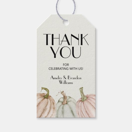 Pastel Pompoenen Geslacht Neutrale Geboortefeest F Cadeaulabel (Voorkant)