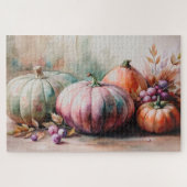 Pastel Pompoenen Waterverf, Herfst Oogst Kunst Legpuzzel (Horizontaal)