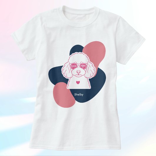 Pastel Poodle Moeder Custom Naam T‑Shirt T-shirt