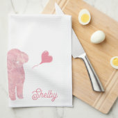 Pastel Poodle Silhouette Valentine Custom Name Theedoek (Quarter Fold)