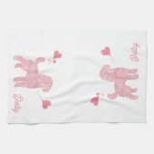 Pastel Poodle Silhouette Valentine Custom Name Theedoek (Horizontaal)