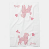 Pastel Poodle Silhouette Valentine Custom Name Theedoek (Verticaal)