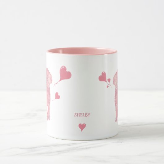 Pastel Poodle Valentine Gift Mug with Custom Name Mok (Midden)
