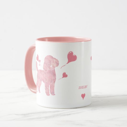 Pastel Poodle Valentine Gift Mug with Custom Name Mok (Voorkant links)