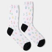 Pastel Pootafdruk en Bloem Motief Sokken (Rechts)