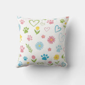 Pastel Pootafdruk en Hartjes Kussen (Achterkant)