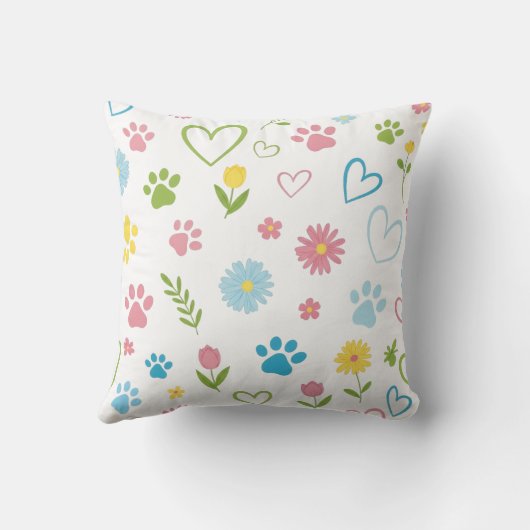 Pastel Pootafdruk en Hartjes Kussensloop Kussen (Achterkant)