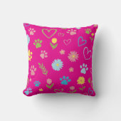 Pastel Pootafdruk en Hartjes Worp Kussen (Voorkant)