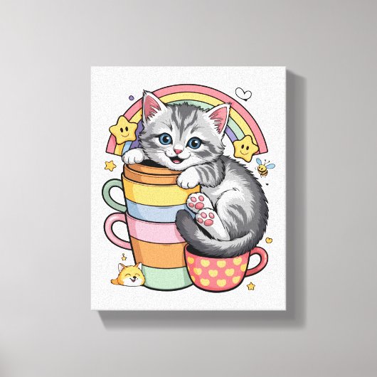 Pastel Pootjes & Regenboog Sips Canvas Afdruk (Voorkant)