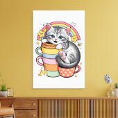 Pastel Pootjes & Regenboog Slokjes Canvas Afdruk (Insitu (Woonkamer))