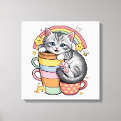 Pastel Pootjes & Regenboogdrankjes Canvas Afdruk (Voorkant)