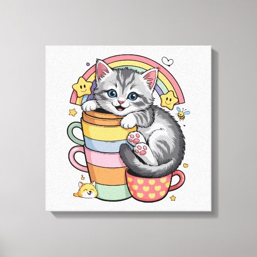 Pastel Pootjes & Regenboogdrankjes Canvas Afdruk (Voorkant)