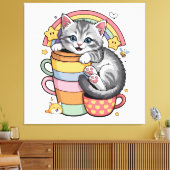 Pastel Pootjes & Regenboogslokjes Canvas Afdruk (Insitu (Woonkamer))